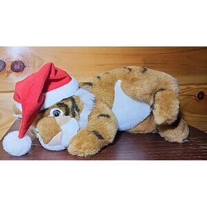 Vintage TL Toys Christmas Laying Tiger Scrooge Singing Tiger 1993 Santa Hat Read